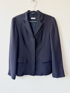 Max & Co. Navy 4 Button Concealed Placket Notch-Lapel Viscose Blend Blazer Italy